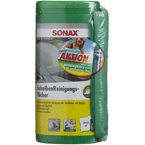 SONAX ScheibenReinigungsTücher Box mit MicrofaserTuch 75 ml 04120410