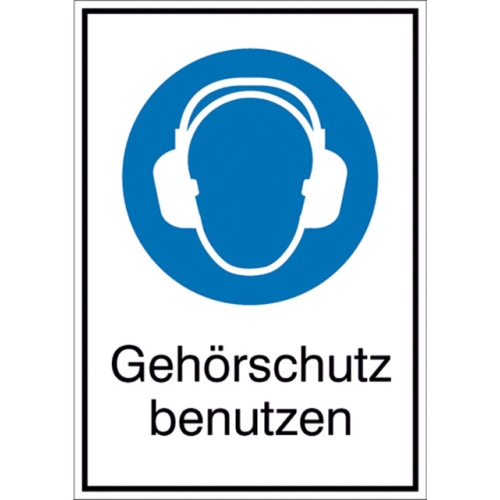 SIGN SAFETY 21.A7080 Mandatory combination sign "Use hearing protection", foil