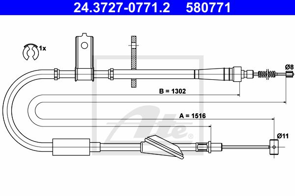 ATE Cable, parking brake 24.3727-0771.2