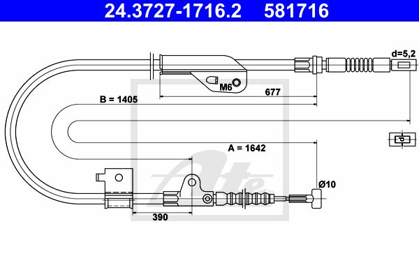 ATE Cable, parking brake 24.3727-1716.2