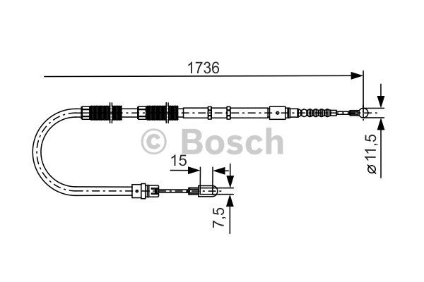 1 Cable Pull, parking brake BOSCH 1 987 477 257 AUDI VW