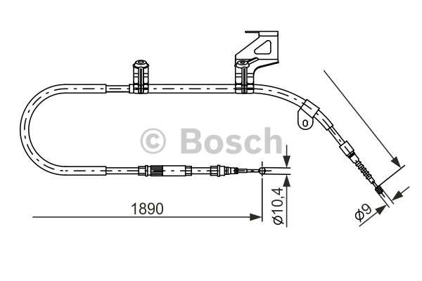 1 Cable Pull, parking brake BOSCH 1 987 477 804 VW
