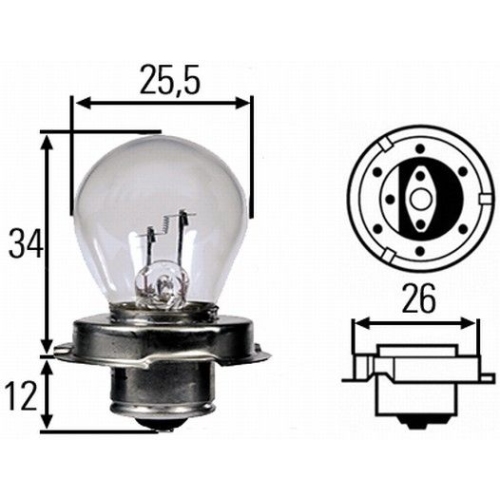 1 Bulb, headlight HELLA 8GA 008 899-061 STANDARD