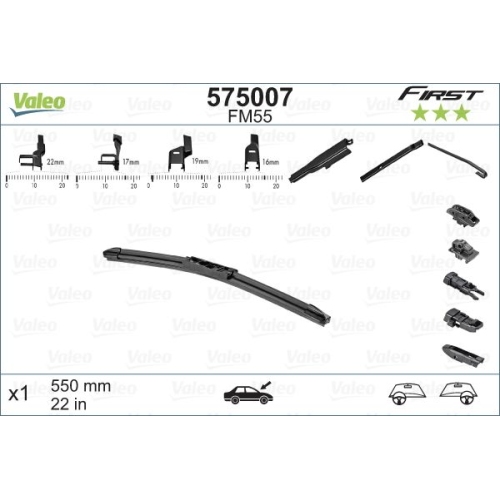 1 Wiper Blade VALEO 575007 FIRST MULTICONNECTION AUDI CITROËN FORD PEUGEOT SEAT