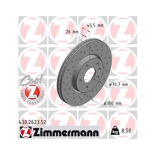 2 Brake Disc ZIMMERMANN 430.2623.52 SPORT BRAKE DISC COAT Z OPEL GENERAL MOTORS