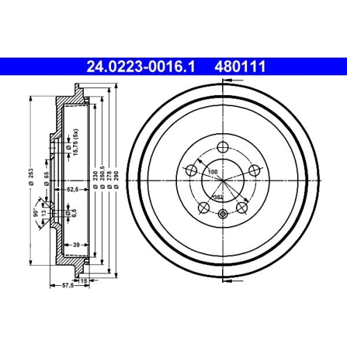 Bremstrommel ATE 24.0223-0016.1 SKODA