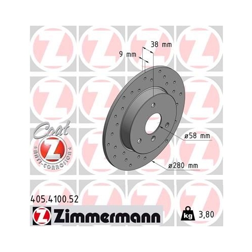 2 Brake Disc ZIMMERMANN 405.4100.52 SPORT BRAKE DISC COAT Z SMART