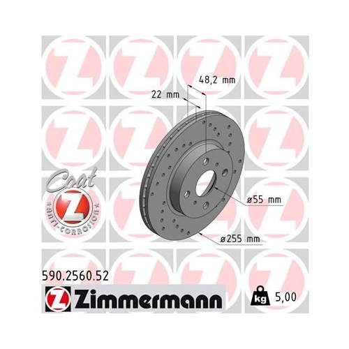 2 Brake Disc ZIMMERMANN 590.2560.52 SPORT BRAKE DISC COAT Z TOYOTA