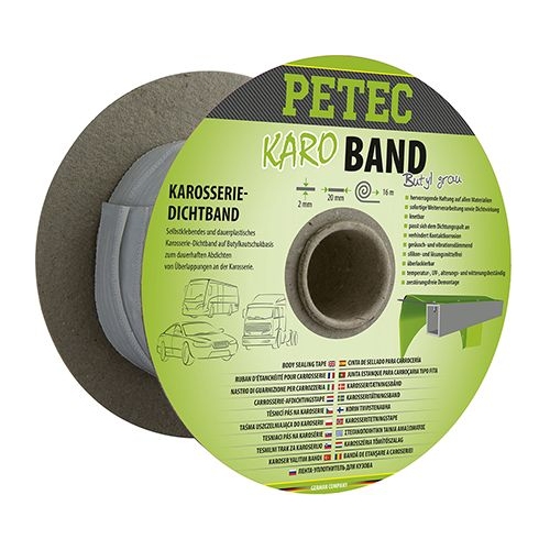 PETEC KaroBand Butyl grau Karosserie-Dichtband & Knetmasse 2mmx20mmx16m 87520