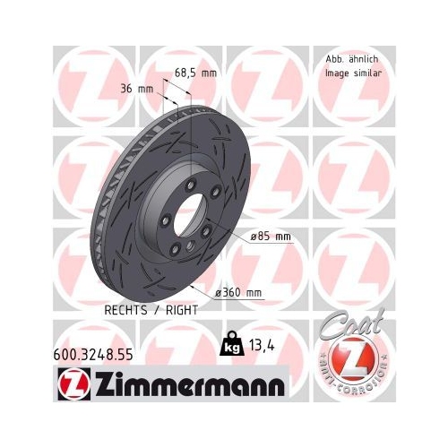 1 Brake Disc ZIMMERMANN 600.3248.55 BLACK Z PORSCHE VAG
