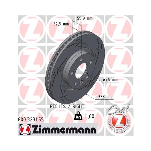 1 Brake Disc ZIMMERMANN 600.3231.55 BLACK Z VAG