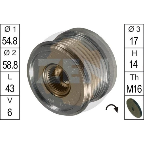 1 Alternator Freewheel Clutch ERA ZN5423 RENAULT