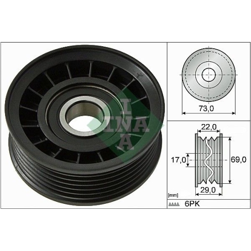 1 Deflection/Guide Pulley, V-ribbed belt INA 532 0649 10 FORD VOLVO