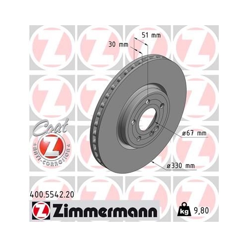 2 Brake Disc ZIMMERMANN 400.5542.20 COAT Z MERCEDES-BENZ