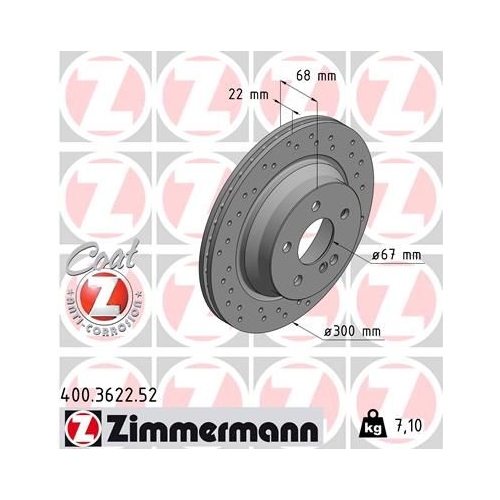 2 Brake Disc ZIMMERMANN 400.3622.52 SPORT BRAKE DISC COAT Z MERCEDES-BENZ
