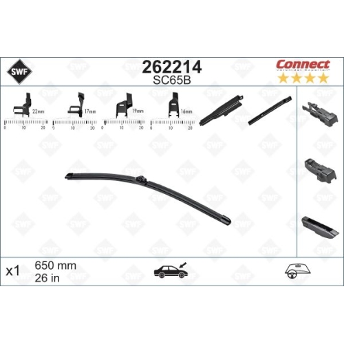 1 Wiper Blade SWF 262214 ALTERNATIVE CONNECT CITROËN FORD PEUGEOT DS
