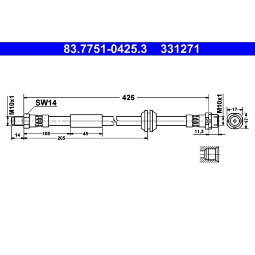 Bremsschlauch ATE 83.7751-0425.3 MINI