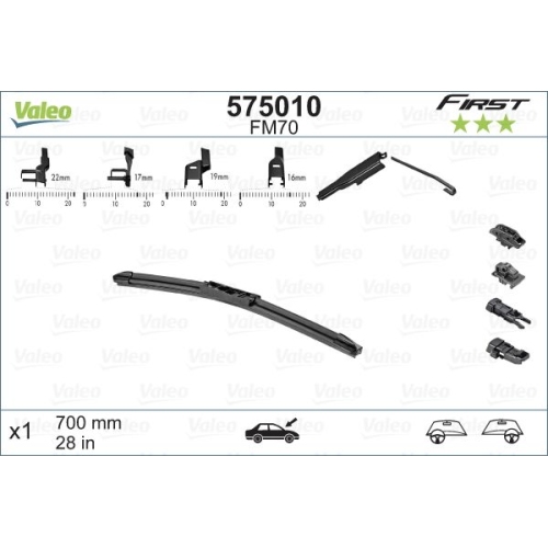 1 Wiper Blade VALEO 575010 FIRST MULTICONNECTION CITROËN FORD PEUGEOT