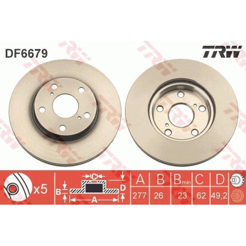 2 Brake Disc TRW DF6679 TOYOTA