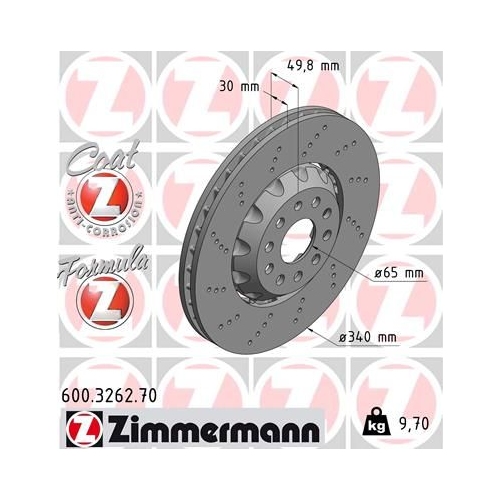 1 Brake Disc ZIMMERMANN 600.3262.70 FORMULA Z BRAKE DISC VAG