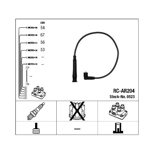 1 Ignition Cable Kit NGK 0523 ALFA ROMEO FIAT LANCIA FERRARI MASERATI ABARTH