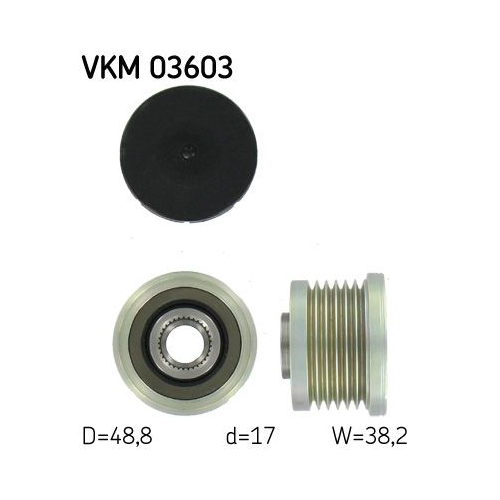 1 Alternator Freewheel Clutch SKF VKM 03603 NISSAN OPEL RENAULT VAUXHALL VOLVO