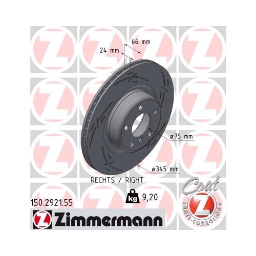 1 Brake Disc ZIMMERMANN 150.2921.55 BLACK Z BMW