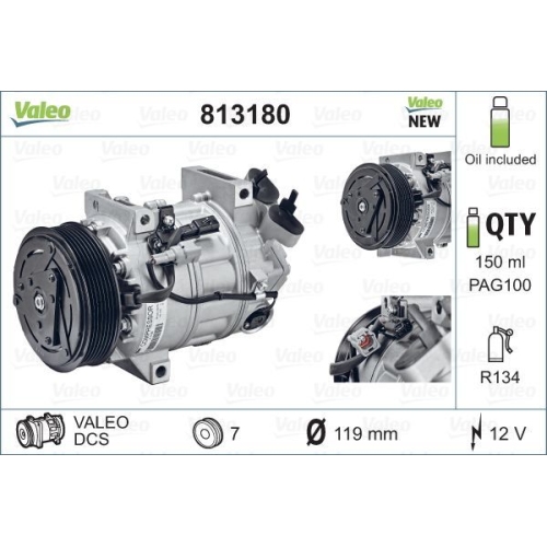 1 Compressor, air conditioning VALEO 813180 VALEO ORIGINS NEW OE TECHNOLOGY