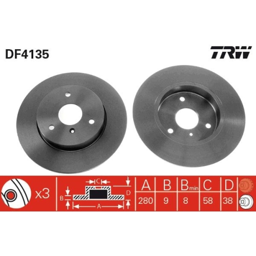 2 Brake Disc TRW DF4135 SMART SUZUKI (CHANGHE)