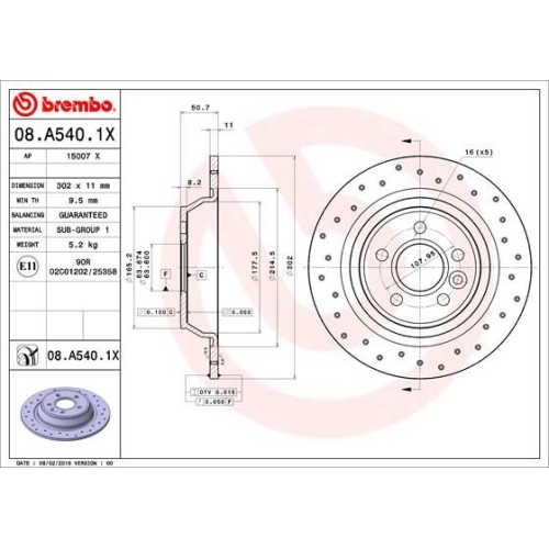 Bremsscheibe BREMBO 08.A540.1X BREMBO XTRA LINE FORD LAND ROVER