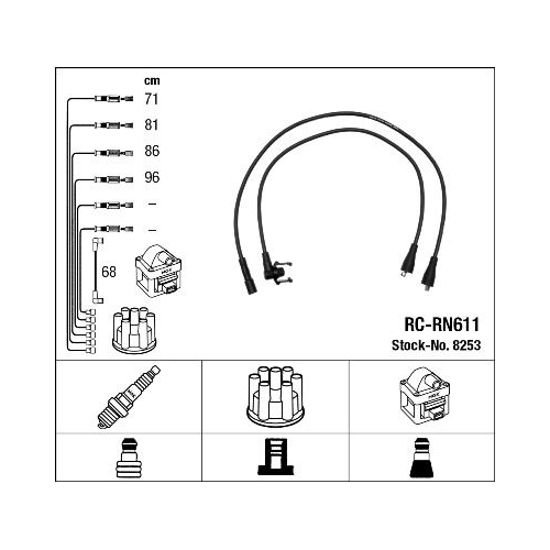1 Ignition Cable Kit NGK 8253 RENAULT DACIA