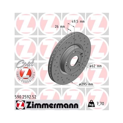 2 Brake Disc ZIMMERMANN 590.2592.52 SPORT BRAKE DISC COAT Z TOYOTA