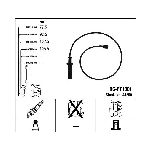 1 Ignition Cable Kit NGK 44259 FIAT