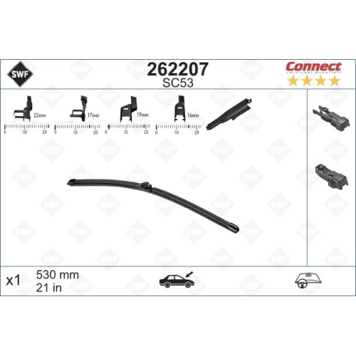 1 Wiper Blade SWF 262207 ALTERNATIVE CONNECT AUDI SEAT SKODA VW AUDI (FAW)