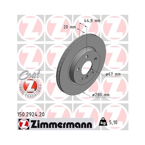 2 Brake Disc ZIMMERMANN 150.2924.20 COAT Z BMW