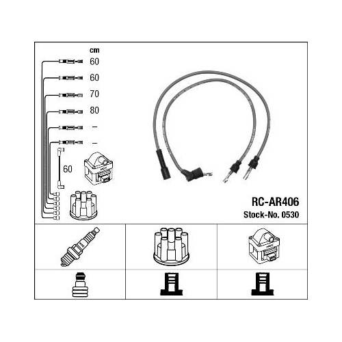 1 Ignition Cable Kit NGK 0530 ALFA ROMEO FIAT LANCIA FERRARI MASERATI ABARTH