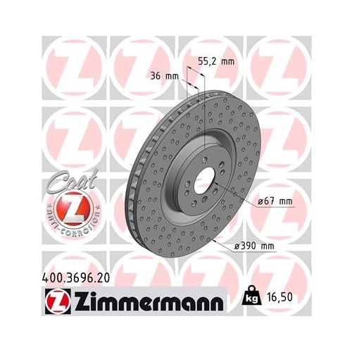 1 Brake Disc ZIMMERMANN 400.3696.20 COAT Z MERCEDES-BENZ