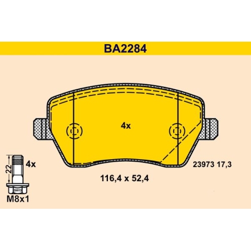 1 Brake Pad Set, disc brake BARUM BA2284 MERCEDES-BENZ NISSAN RENAULT DACIA