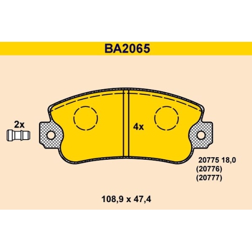 1 Brake Pad Set, disc brake BARUM BA2065 FIAT