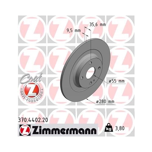 2 Brake Disc ZIMMERMANN 370.4402.20 COAT Z FIAT MAZDA