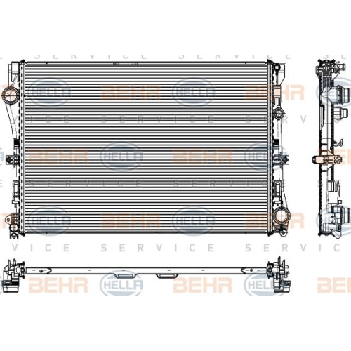 Radiator, engine cooling HELLA 8MK 376 908-091 MERCEDES-BENZ
