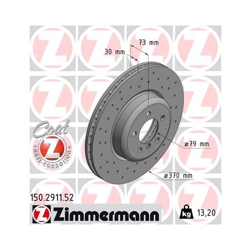 1 Brake Disc ZIMMERMANN 150.2911.52 SPORT BRAKE DISC COAT Z BMW