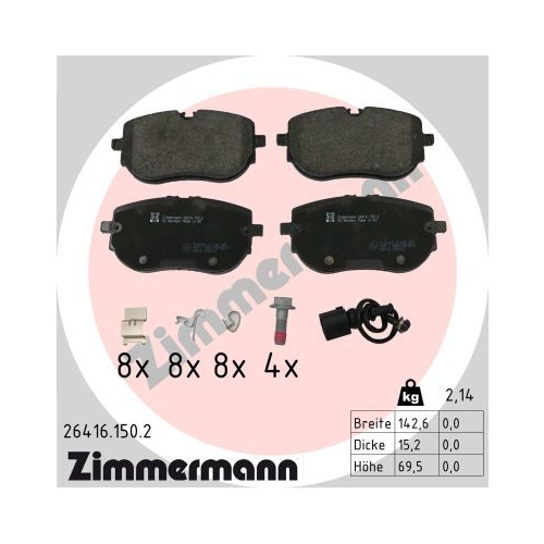4 Brake Pad Set, disc brake ZIMMERMANN 26416.150.2 VAG