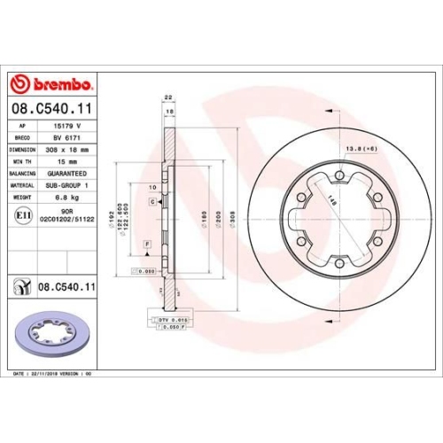 Bremsscheibe BREMBO 08.C540.11 PRIME LINE - UV Coated FORD
