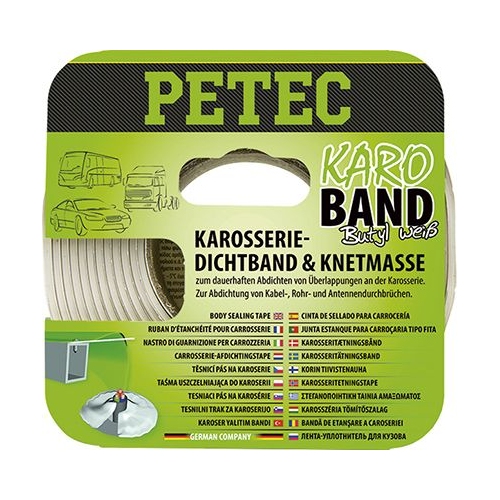 PETEC KaroBand Butyl weiß Karosserie-Dichtband & Knetmasse 2mmx20 mm x 3m 87530