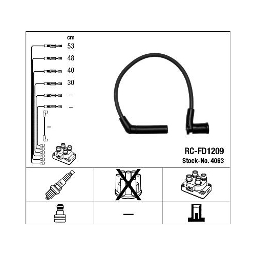 1 Ignition Cable Kit NGK 4063 FORD