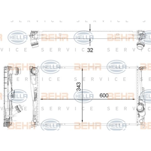 Radiator, engine cooling HELLA 8MK 376 792-261 BMW