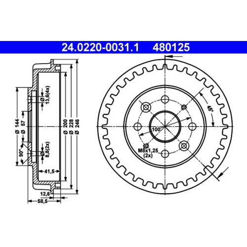 Bremstrommel ATE 24.0220-0031.1 KIA