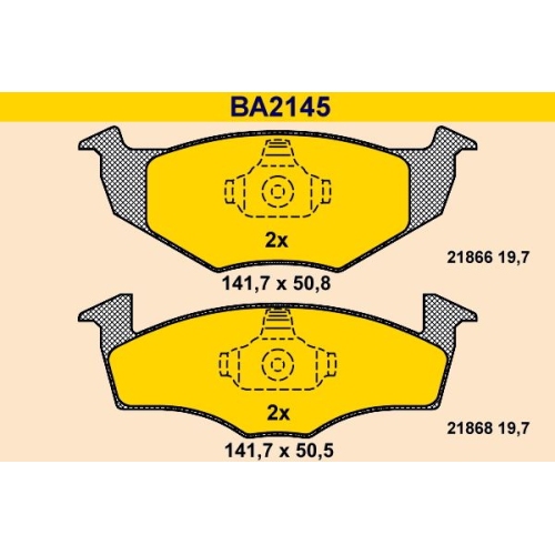1 Brake Pad Set, disc brake BARUM BA2145 SEAT VAG