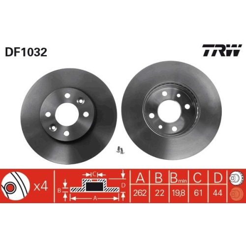 2 Brake Disc TRW DF1032 RENAULT
